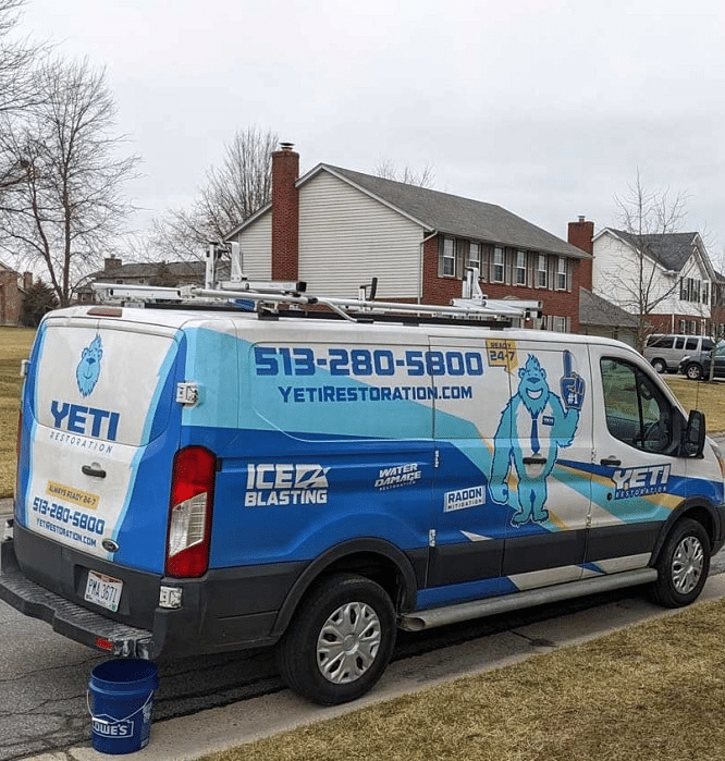 Yeti Restoration van at a Cincinnati home